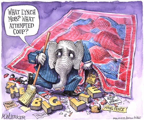 Political Cartoon U.S. GOP trump capitol riot