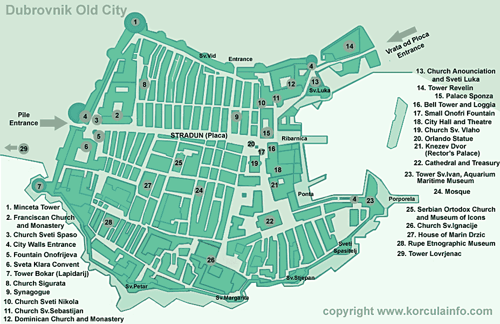 Dubrovnik Old City Map