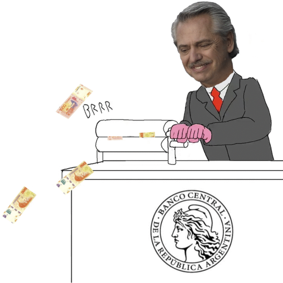 Alberto Fernández (President of Argentina) / Argentine peso bill of $1000 /  Central Bank of Argentina | Money Printer Go Brrr | Know Your Meme