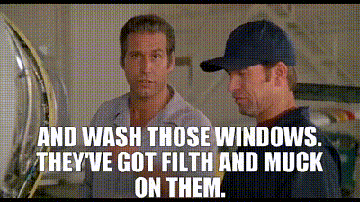 YARN | And wash those windows. They've got filth and muck on them. | Fletch  (1985) | Video gifs by quotes | d6d93736 | 紗