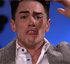 Gif of Tom Sandoval from Vanderpump Rules shouting no and looking upset
