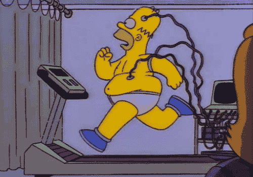 Homer Simpson running on a treadmill in the episode "The Springfield Files"  | The simpsons, Homer simpson, Los simpson
