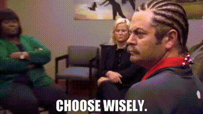 YARN | Choose wisely. | Parks and Recreation (2009) - S03E04 Ron & Tammy:  Part Two | Video gifs by quotes | 501e1718 | 紗