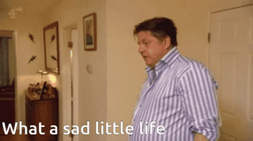 What A Sad Little Life Come Dine With Me GIF - What A Sad Little Life Come Dine With Me Frown GIFs