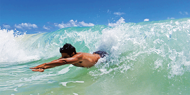 Body surfing in the Algarve, Portugal