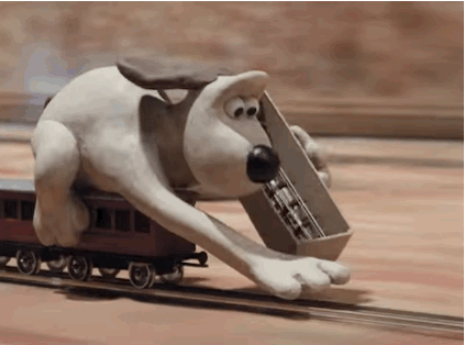 When Gromit laid down his own tracks in this train chase: | Stop motion,  Shaun the sheep, Creature feature
