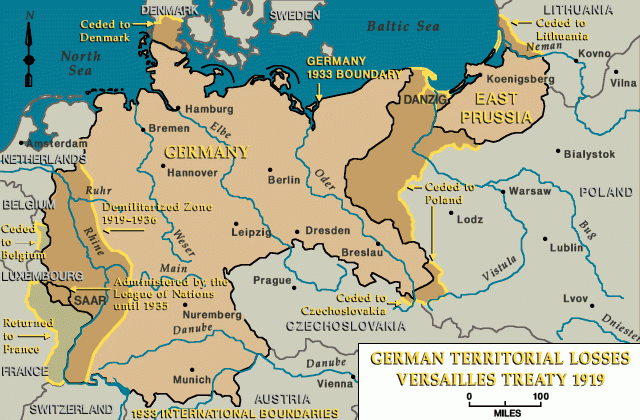 German territorial losses, Treaty of Versailles, 1919 | Holocaust  Encyclopedia