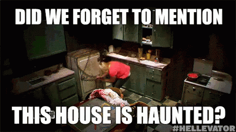 Did We Forget To Mention This House Is Haunted? GIF - HELLEVATOR Scared  Hellevator Series - Discover & Share GIFs