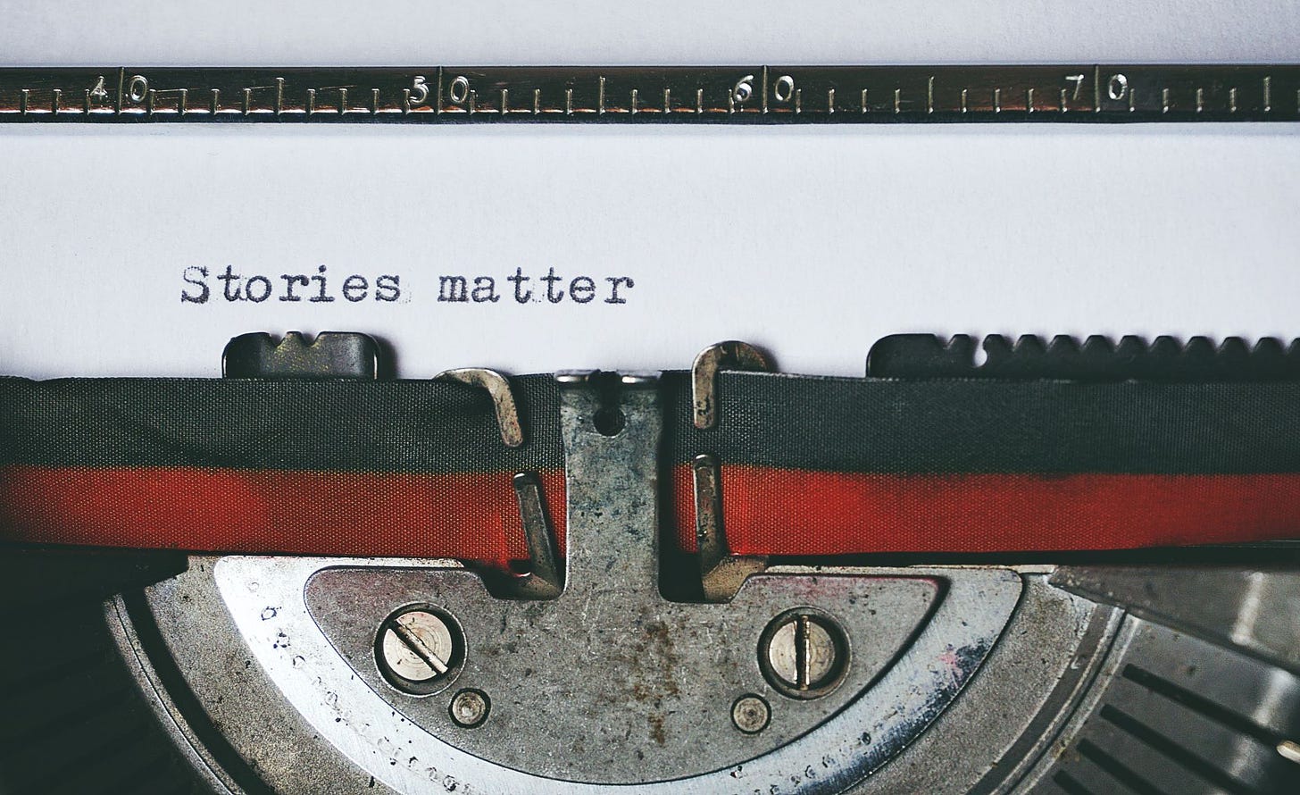 typed words "stories matter"