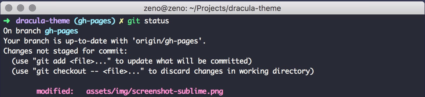 Dracula Theme command line example