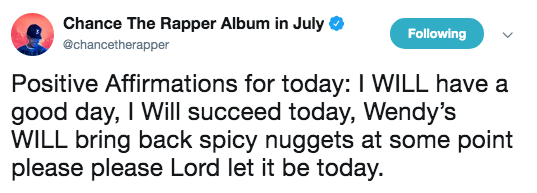 Screenshot of a funny tweet about Wendy's spicy nuggets