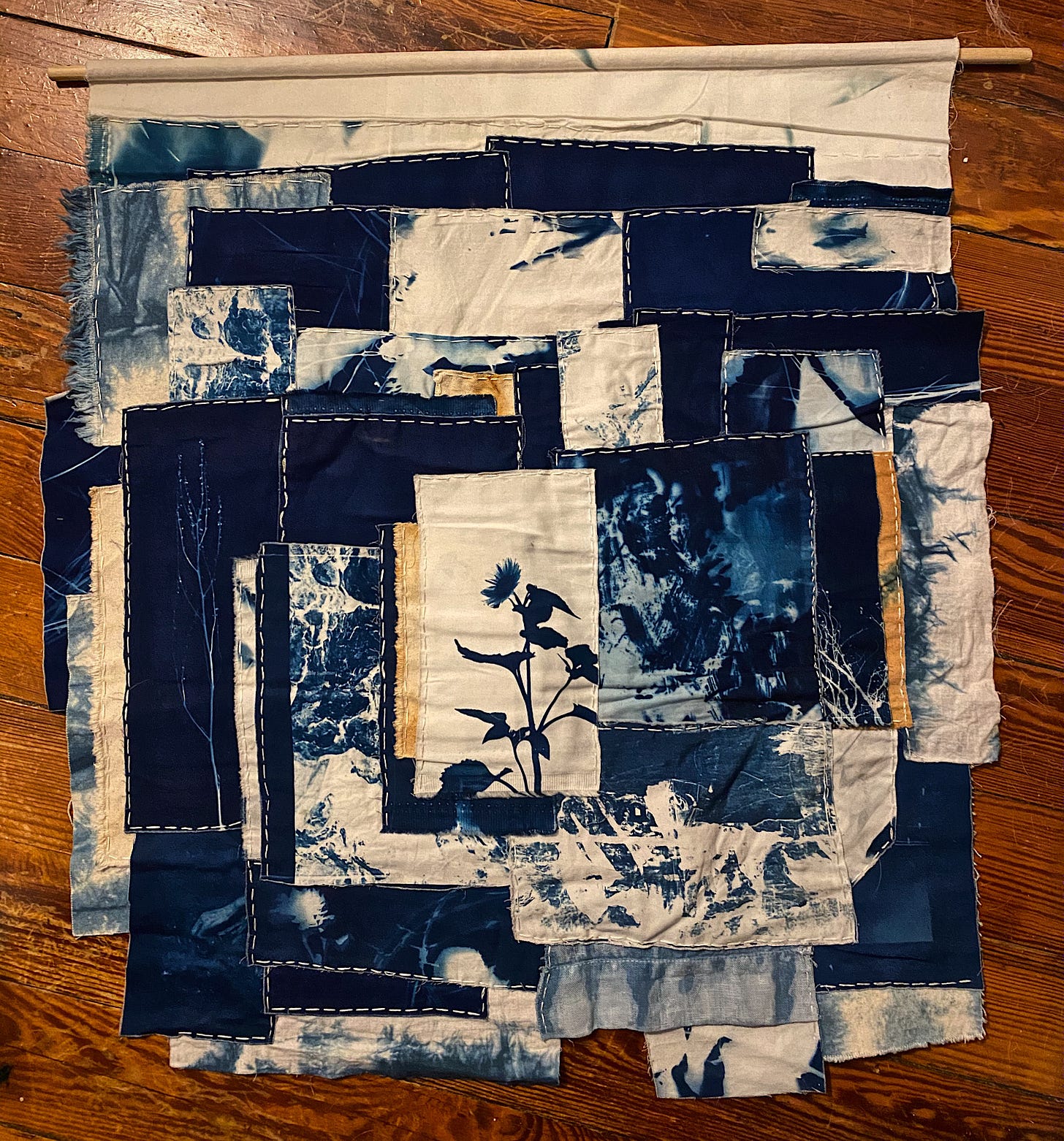 Photograph of Lanecia Rouse Tinsley's "In All Seasons." Cyanotype on fabric (2019)