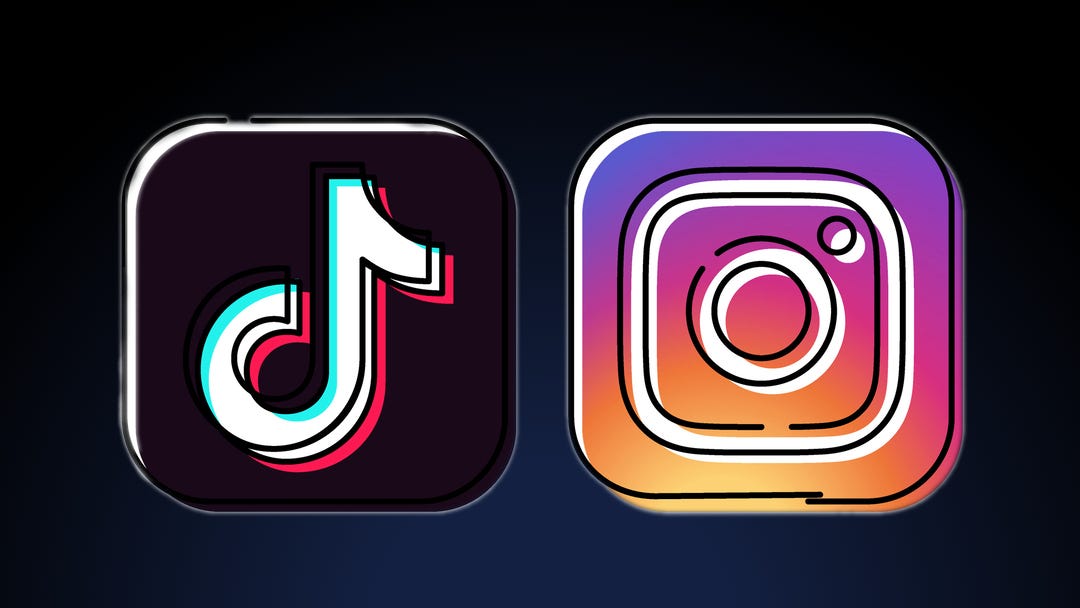 TikTok musical note logo and instagram camera logo