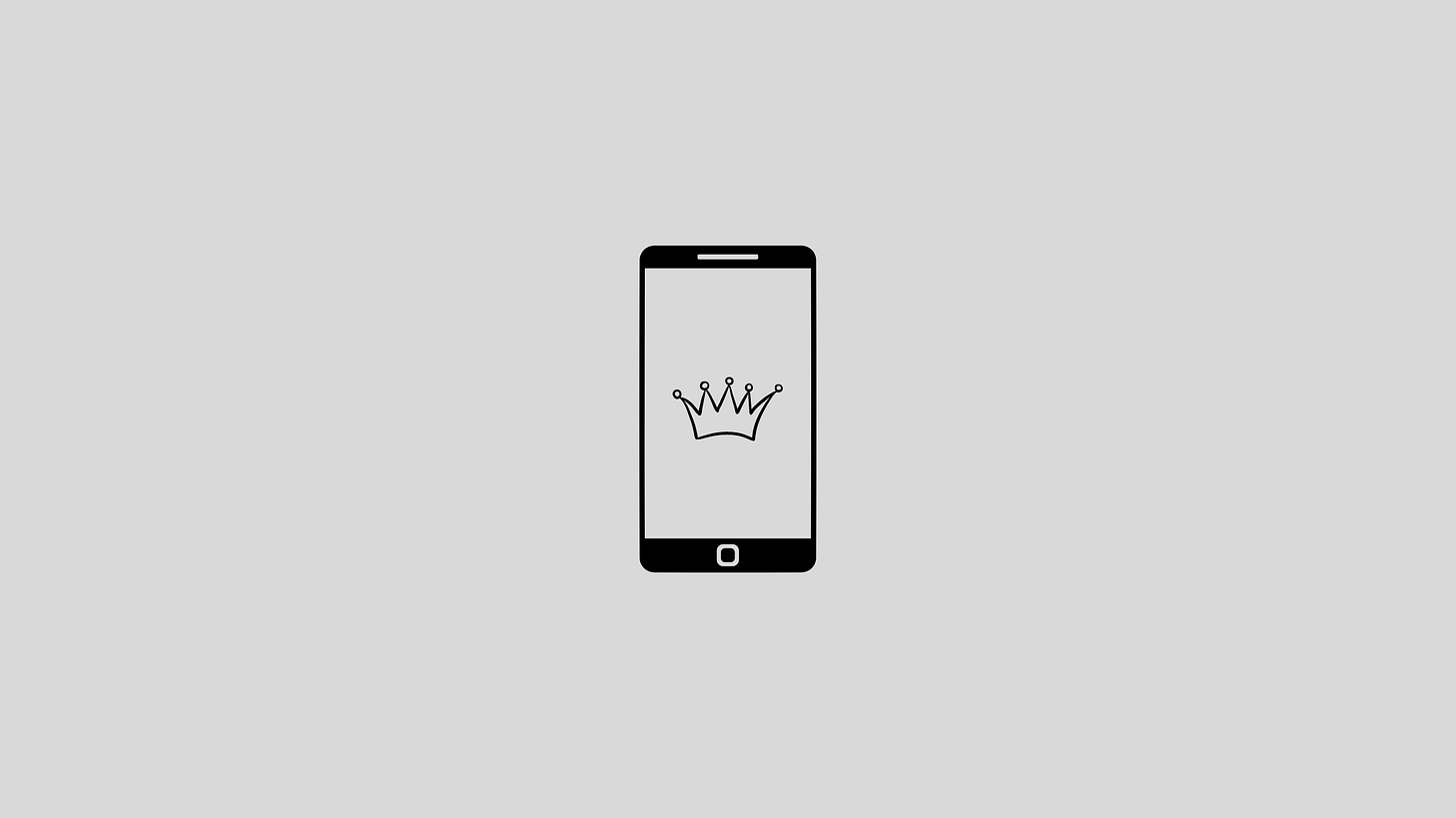 Image of smartphone displaying a crown