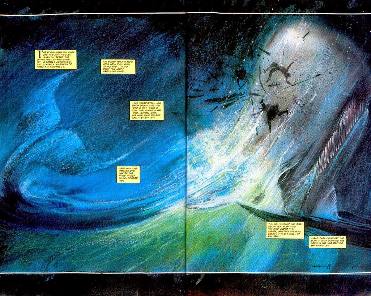 Cool Comic Art on Twitter: &quot;Classics Illustrated : Moby Dick (1990) art by  Bill Sienkiewicz @sinKEVitch… &quot;