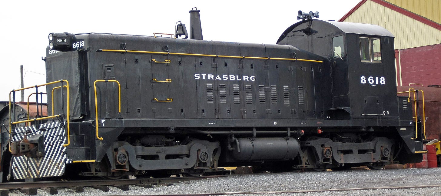 Strasburg Rail Road - 8618 diesel locomotive (SW8) 1 (26478447063).jpg
