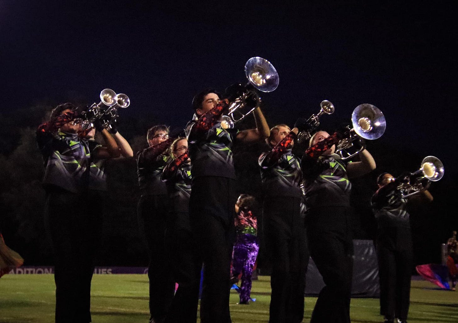 May be an image of 6 people, people standing, people playing musical instruments, trumpet, stadium, nature and indoor May be an image of 6 people, people standing, people playing musical instruments, trumpet, stadium, nature and indoor
