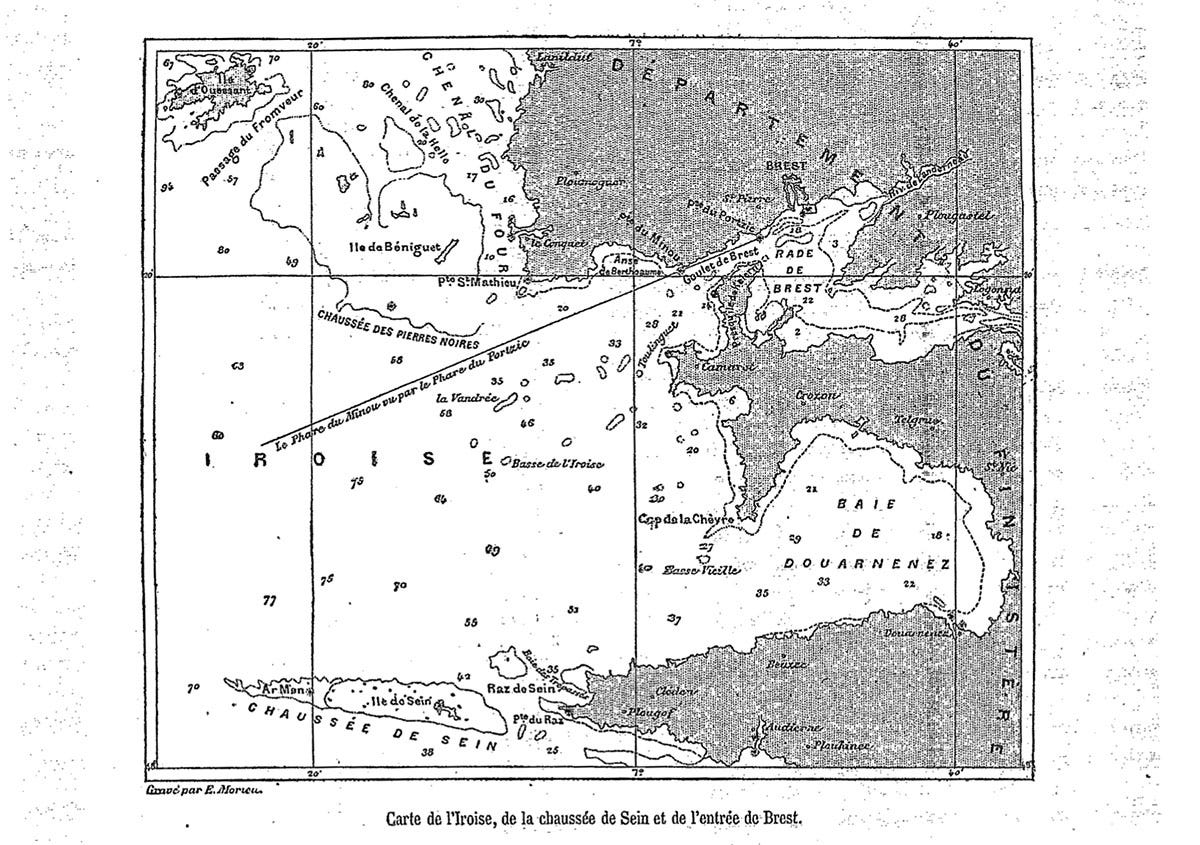 mappa del Mare d'Iroise e del banco di Sein - foto: Le Magasin Pittoresque / public domain
