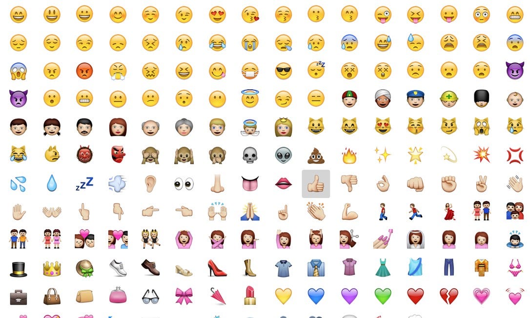 Exemplos de emojis atuais.