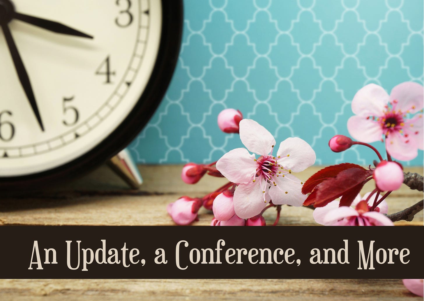 header image with heading and photo of clock and blossoms 