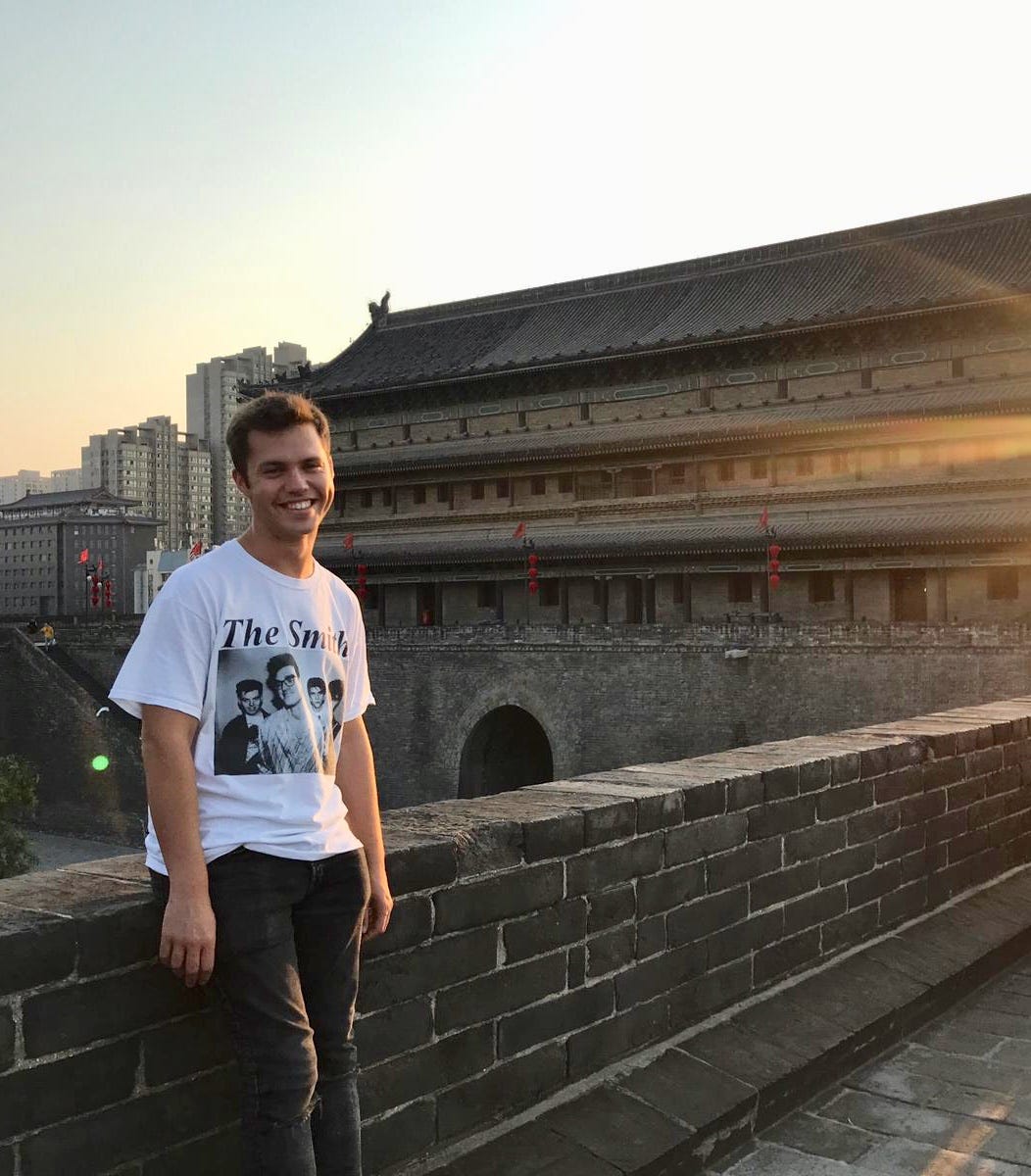 Clément on a layover in Xian, China