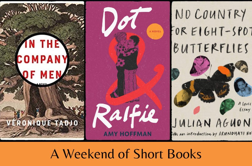 The covers of the listed books above the text “A Weekend of Short Books” on an orange background.