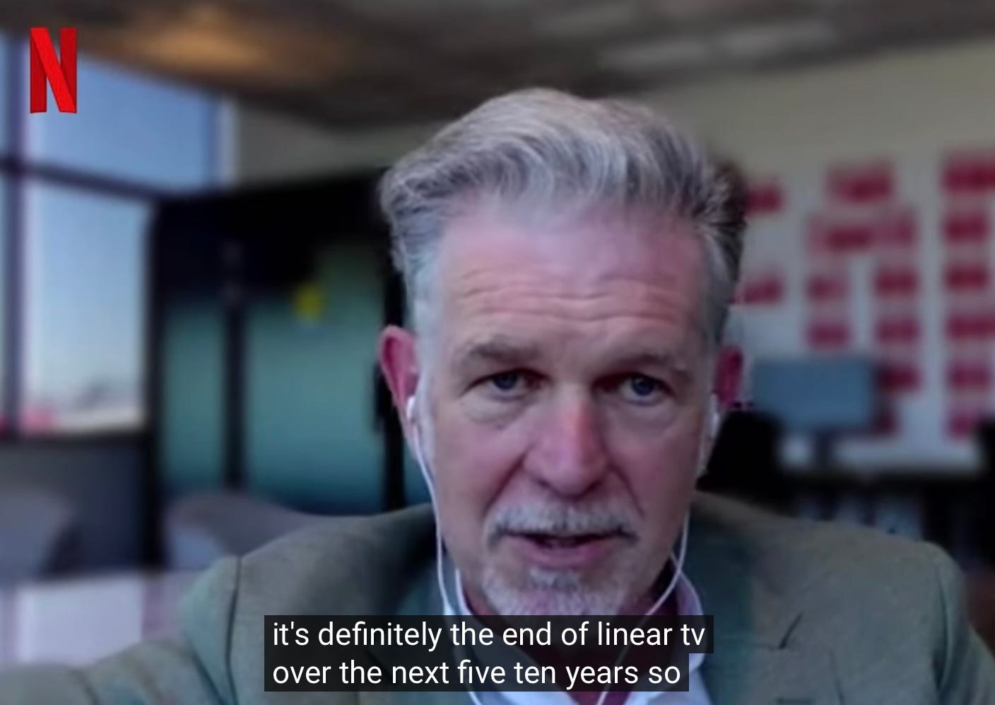 Screengrab of Reed Hastings from Q2 2022 Earnings Interview