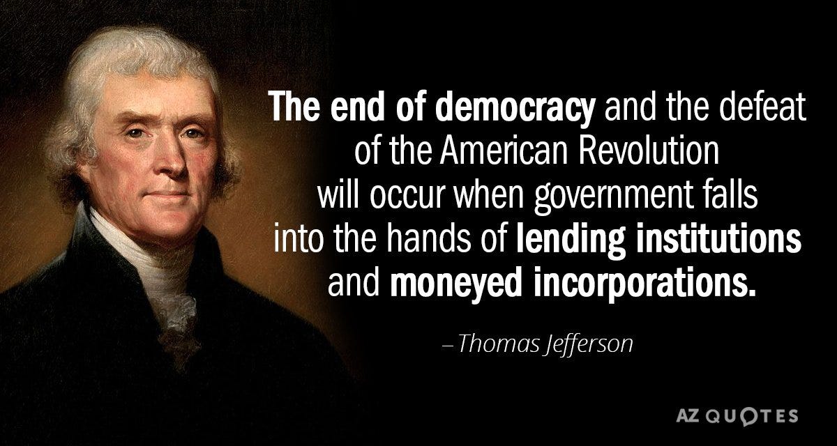 Thomas Jefferson quote: The end of democracy and the defeat of the American...