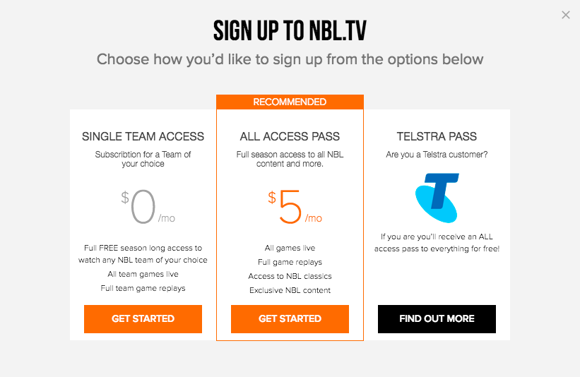 NBL TV signup options