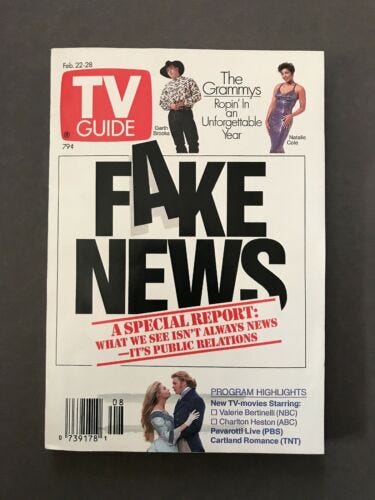 Fake news Vintage TV guide (Feb 1992)