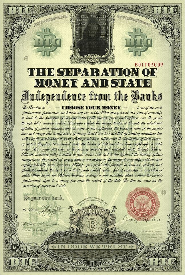 The Separation of Money And State - brand new Bitcoin art! | Forex trading  strategies videos, Bitcoin, Bitcoin business