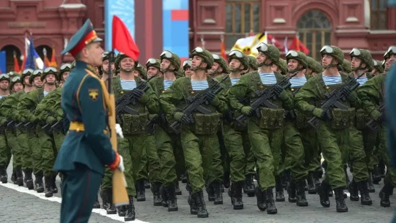 Paratroopers on parade in Moscow’s Red Square on Victory Day