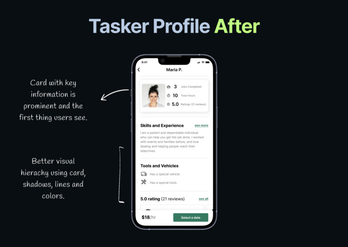 An After picture showing suggestions on how Tasker Profile can be better.