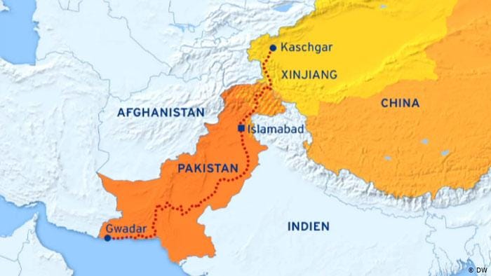 CPEC would also link Pakistan's southern Gwadar port on the Arabian Sea to China's western Xinjiang region