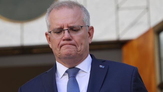 Prime Minister Scott Morrison at a press conference in Canberra. Picture: NCA NewsWire / Gary Ramage