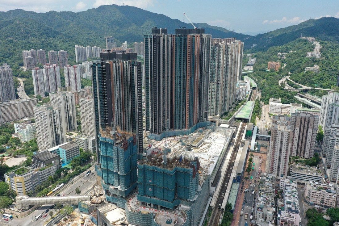 New World Development will pull down and rebuild the existing floors of Towers 1 and 8 at its Pavilia Farm III project near Tai Wai station. Photo: May Tse New World Development will pull down and rebuild the existing floors of Towers 1 and 8 at its Pavilia Farm III project near Tai Wai station. Photo: May Tse