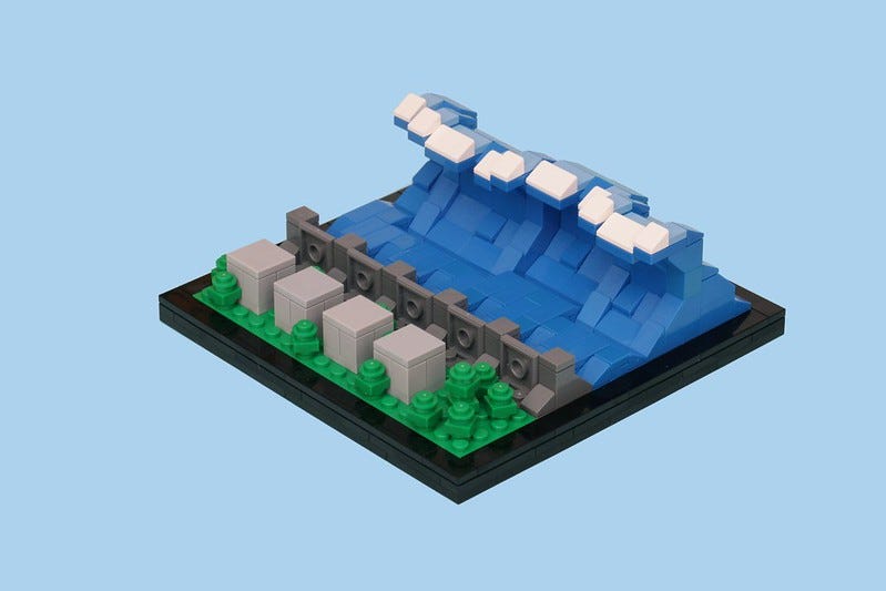 Lego reconstruction of Fukushima tsunami