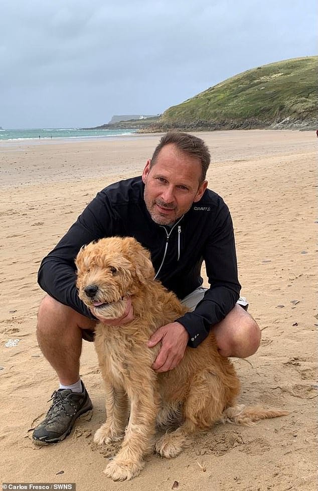 Ten-year-old Monty enjoyed exploring hills and walks all over the country with his owner, Carlos Fresco (pictured, together)