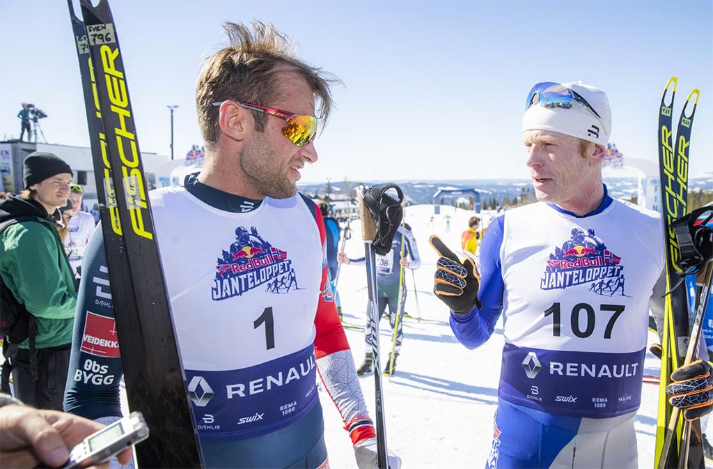 Skiers chatting