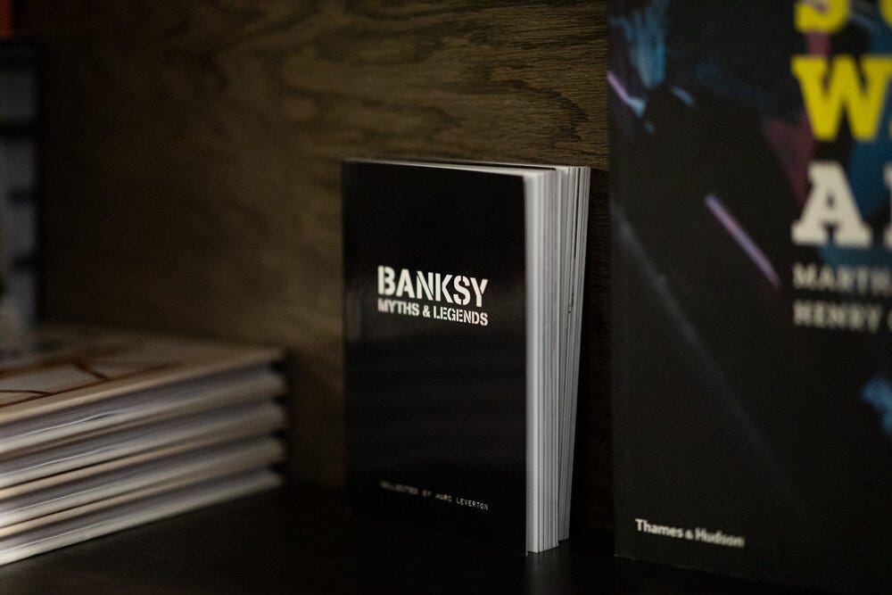 A book on Banksy at Bold Monk Brewing Co.