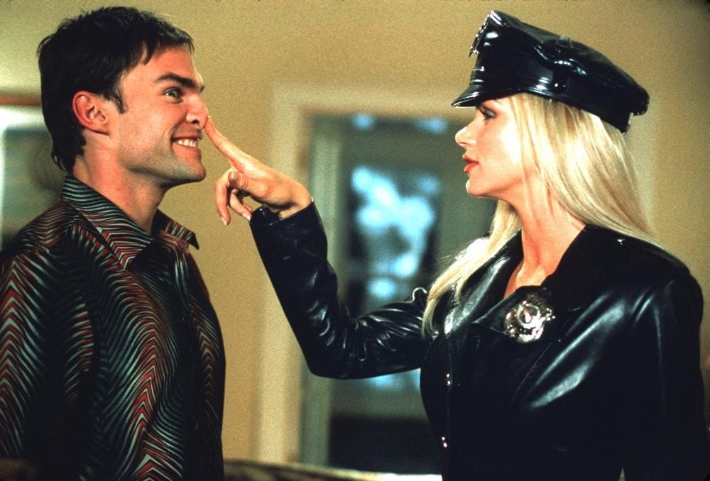 In American Wedding, Stifler gets his nose bopped by a sexy woman dressed as a police officer