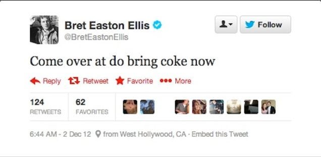 Bret Easton Ellis Accidentally Tried to Score Some Coke on Twitter