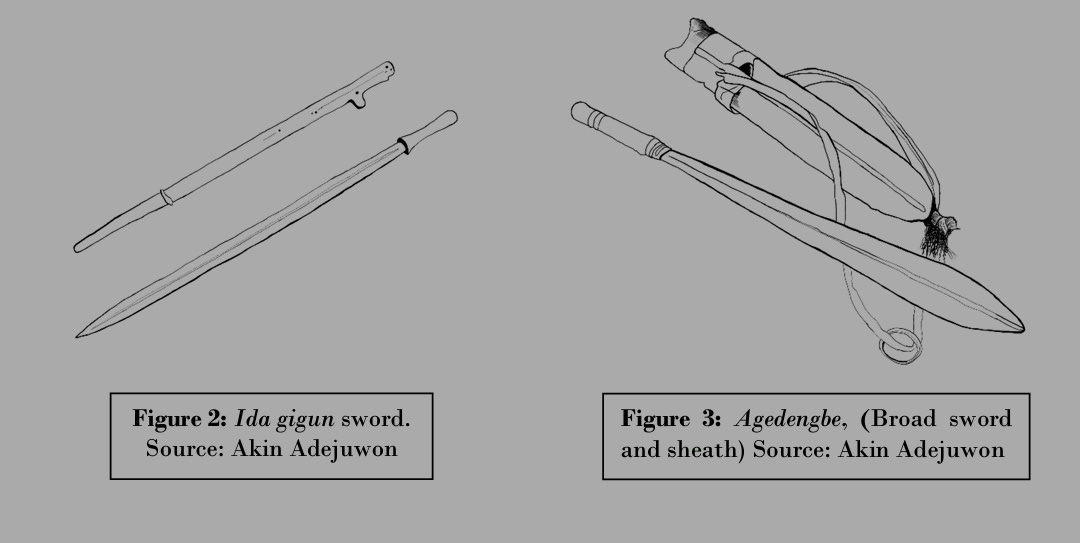 An image of Yorùbá weaponry before the introduction of guns