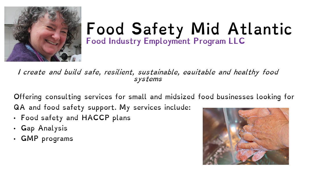 Food Safety Mid Atlantic is a food safety consultancy for small and mid-sized food businesses.