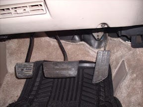 Newly-installed clutch pedal