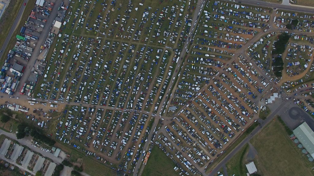 At 400m above ground level, the drone footage was still unable to capture the entire northern end of the campground. 