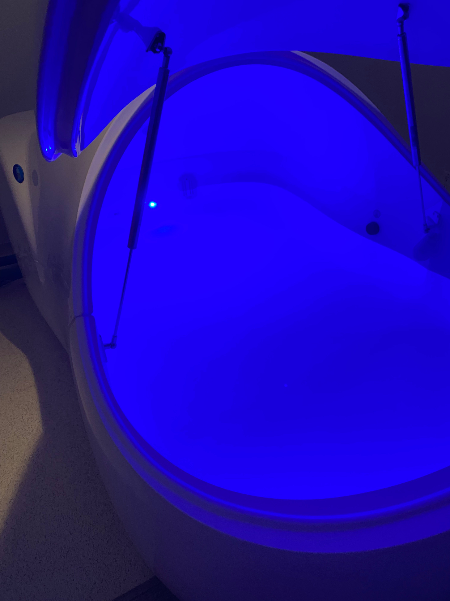 a float tank with blue light