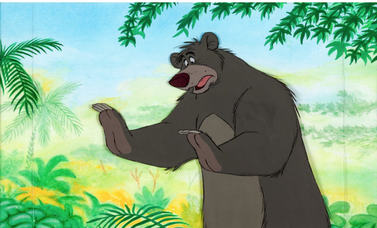 The Jungle Book Baloo Production Cel on a Master Production Background Walt  Disney 1967 | The Cricket Gallery