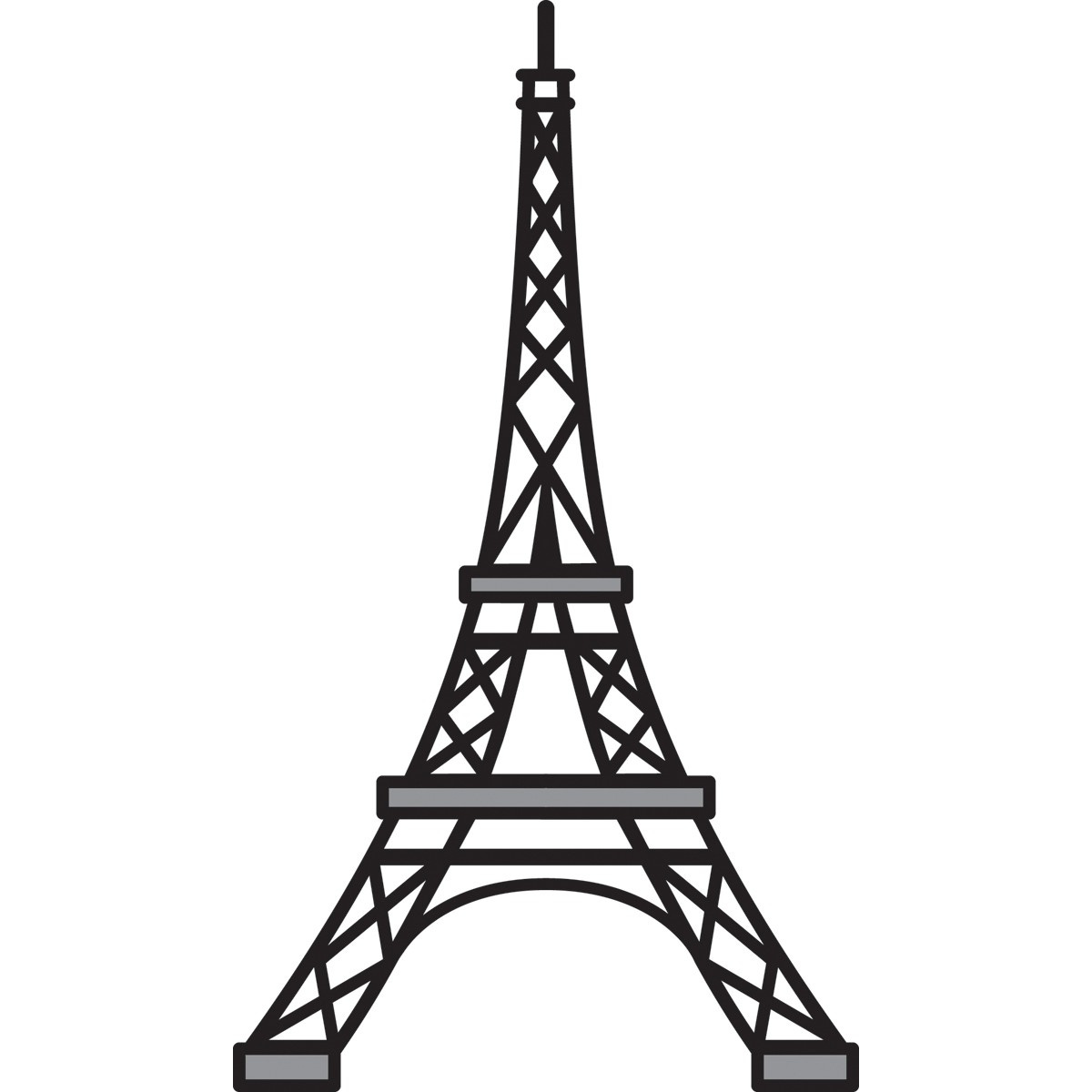 Beautiful black Eiffel Tower clip art drawing free image download
