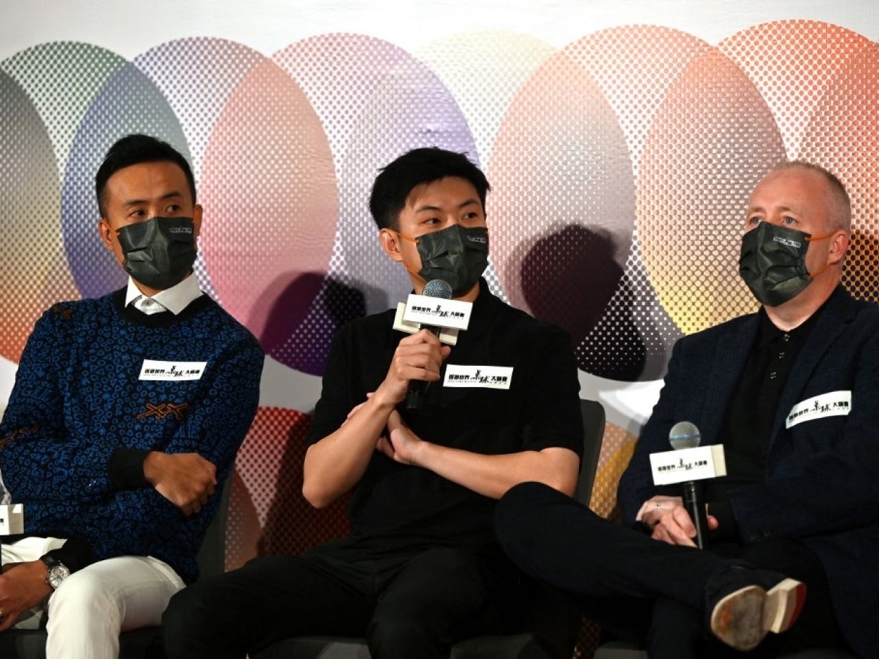 Hours before testing positive, Zhao Xintong, centre, appeared alongside fellow Hong Kong Masters players at a press conference. File photo: AFP
